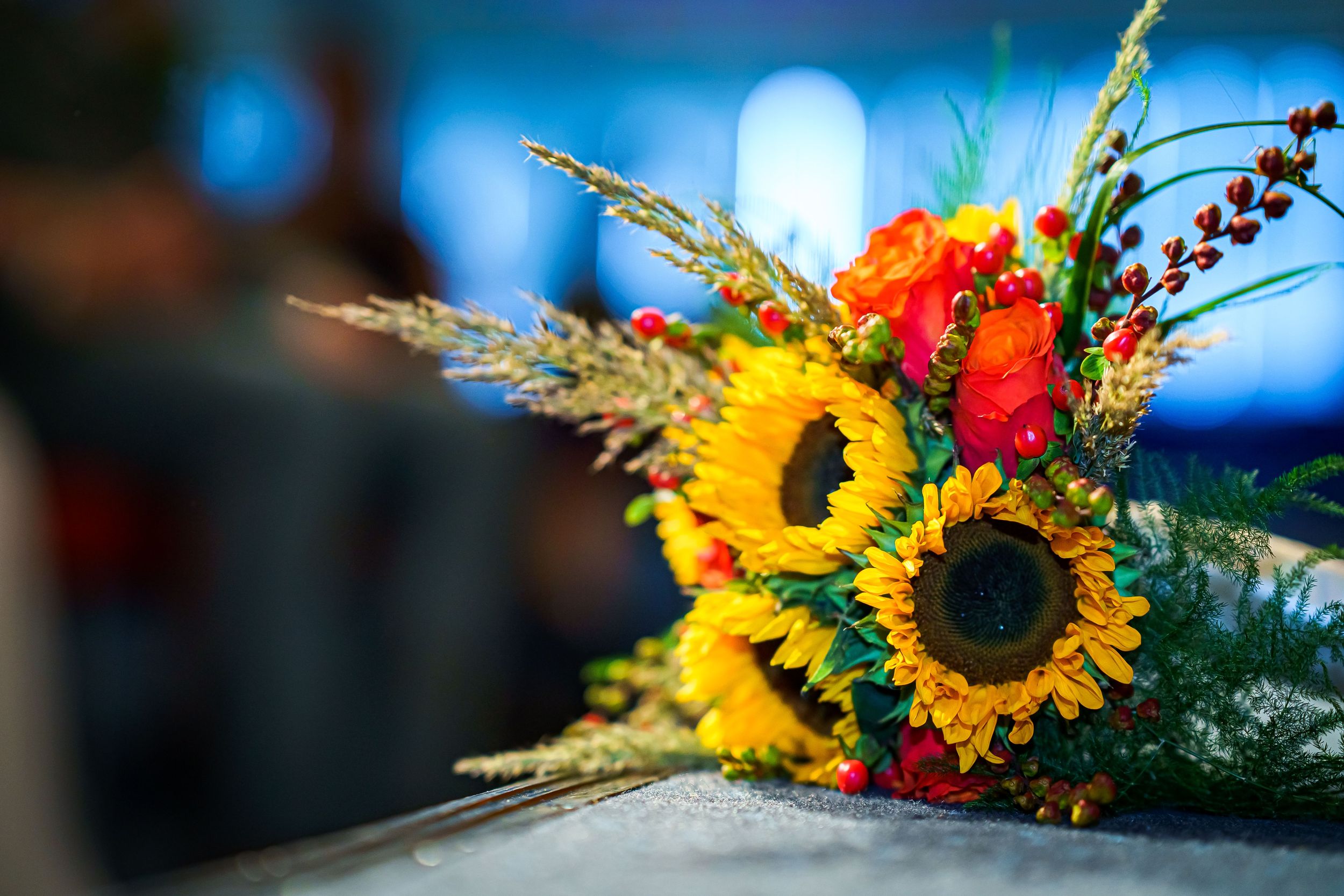 Vibrant bouquet of multicolored flowers arranged on a table